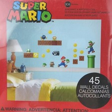 Nintendo SUPER MARIO WALL DECALS 45 Removable  Repositional Stickers RoomMates