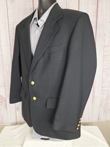 Hardwick Clothes Sport Coat Blazer Mens 40S Black Gold Button - Picture 4 of 10