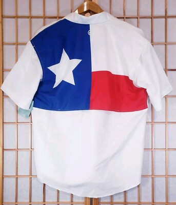 Magellan TEXAS Flag Relaxed Fit Vented Fishing Shirt Mens Size Medium 