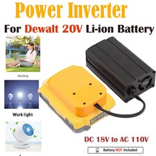 200W Power Inverter Supply For Dewalt 20V Battery w/ AC110V  2 USB Port Camp US