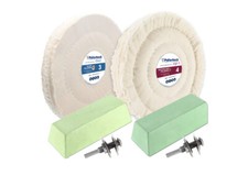 6-tlg. Alu-Polierset Ø125mm, Weiß, Bohrmaschine, Aluminium polieren