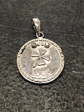 Silver Colored Luck Pendant Charm With Two Stones For Necklace