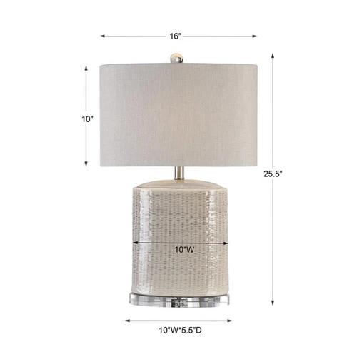 Uttermost Modica Ceramic and Crystal Table Lamp in Taupe and Beige - Picture 5 of 5