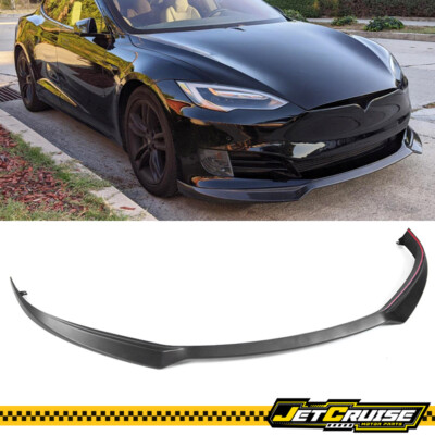 Fits 16-21 Tesla Model S IKON Style Front Bumper Lip Splitter Matte Carbon Fiber