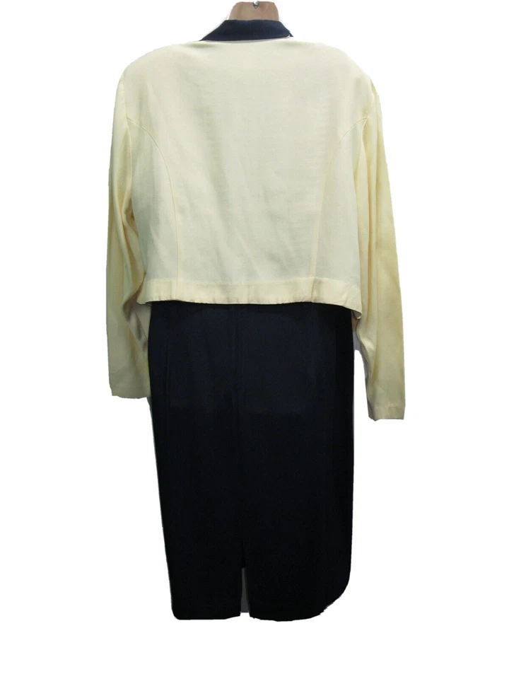 Casual Esquina Amarillo/Azul Marino Ropa Traje Náutico Vestido Lino Talla 22 EE. UU.! Foto 2 de 4