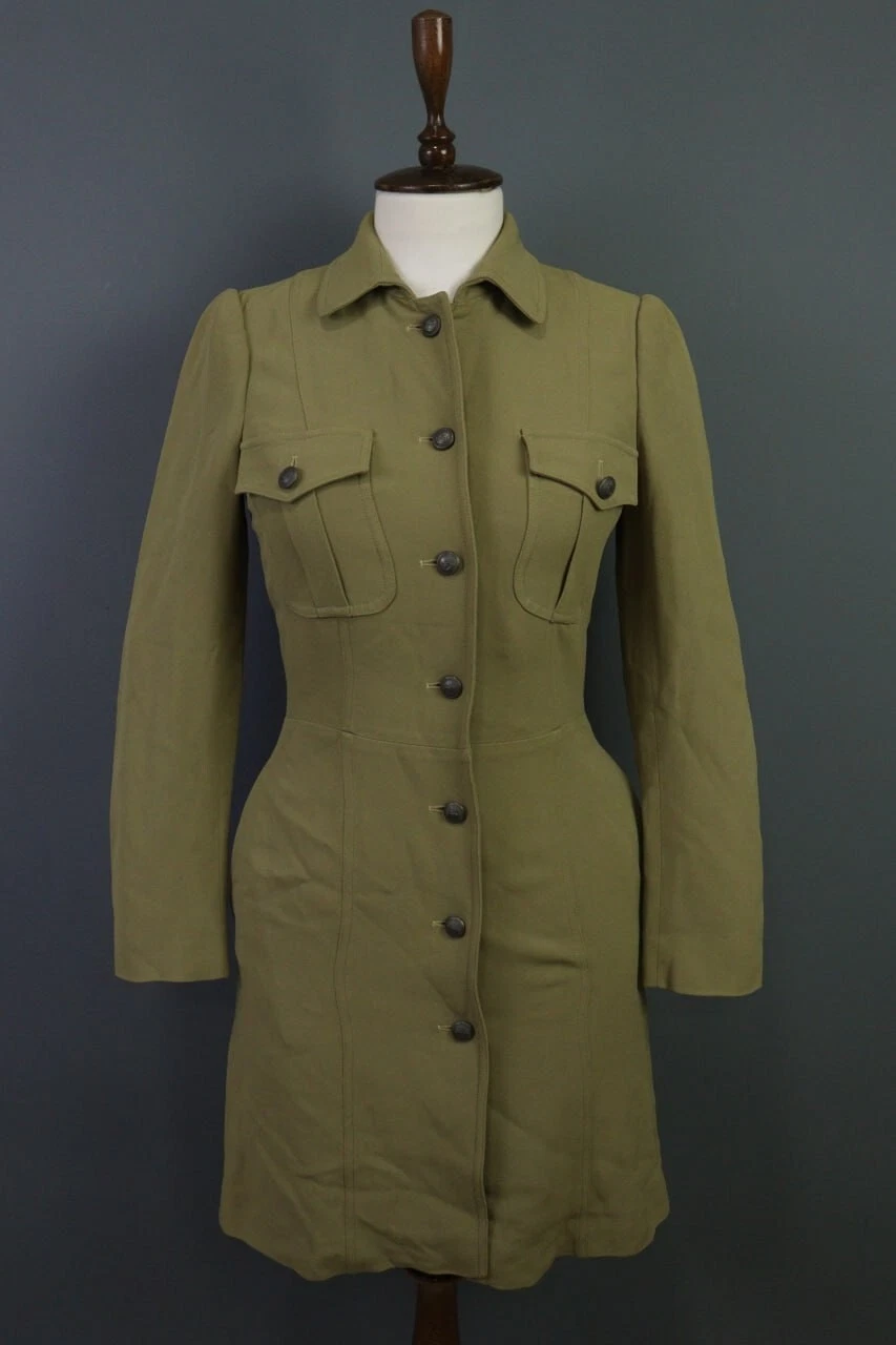 Blazer cappotto bodycon verde abbottonato CHEAP AND CHIC BY MOSCHINO taglia US 8