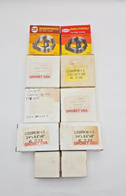 Lot/10 NOS H.E. & L.E. Clock Mainsprings Clockmaker Clock Parts Grobet & More