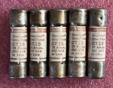 Lot Of 5 Gould OT15 15 Amp Fuse