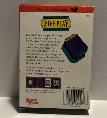 Five Play Travel Game 2 Players Ages 8+ NIB - Picture 2 of 3