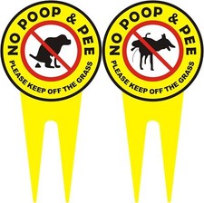 No Peeing and No Pooping Dog Sign, Double Sided All Metal Yard Sign,2 Pcs ,Plea