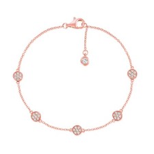 Authentic CRISLU Pave Circles Chain Bracelet in Rose Gold