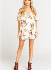 Show Me Your Mumu Birdie Ruffle Dress Rosie Posie Floral Print Women Small White
