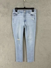 X ROXX jeans girls teen 11 blue light denim skinny stretch mid rise distressed