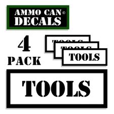 TOOLS Ammo Can Stickers Ammunition Gun Case Labels Decals 4 pack  3"x1.15"  WT