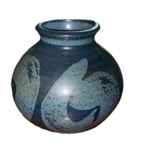 Troyer Medium Blue Glazed Pottery Vase