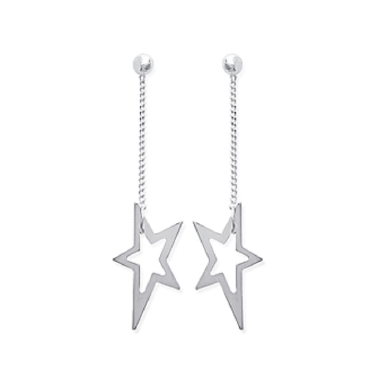 Boucles D'Oreilles Pendantes Étoiles - Argent Massif 925 - Neuf Avec Étiquettes - Cadeau Bijou