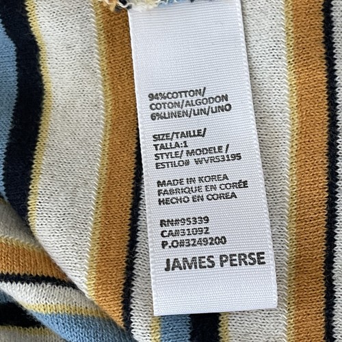 Standard James Perse gestreiftes Langarm geripptes Strick Shirt Top Größe 1 US S - Bild 10 von 10