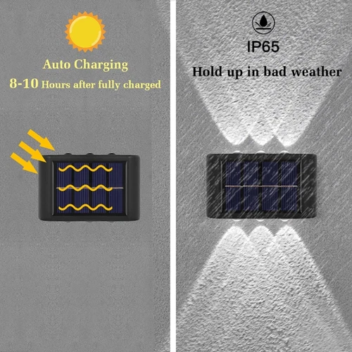 4/6/8/10 LED Solar Wall Light Wall Washer Waterproof Garden Fence Doorway Light - Foto 8 di 26