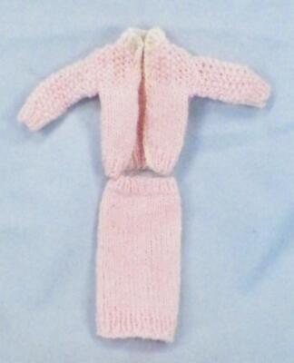 Barbie Pink Cardigan Sweater u0026amp; Skirt Hand Knit 4 Fashion Doll Vintage  No Doll | eBay