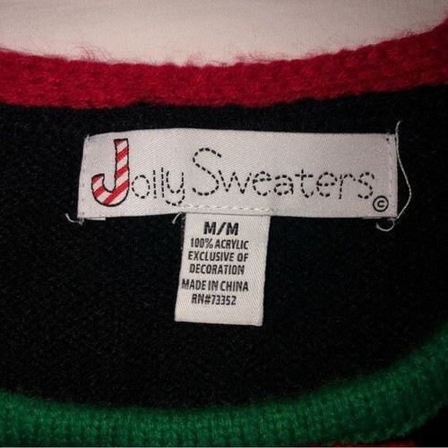 Christmas Sweater Size Medium Jumper Poinsettias Holly Tie Long Sleeve Grandma - Picture 8 of 8