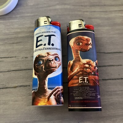 New 2 Custom Bic Lighters E.T. Extra Terrestrial Classic Pepsi Vintage Poster!