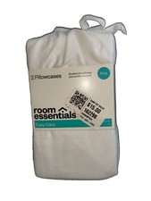 2 Pk Room Essentials King Pillow Case White Soft Wrinkle Resistant 20X40 GK 
