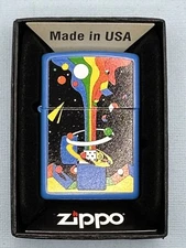 Retro Cosmic Zippo Design 46155 Sky Blue Matte Zippo Lighter NEW