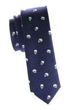 1670 Skull Tie Necktie - Navy Rockabilly