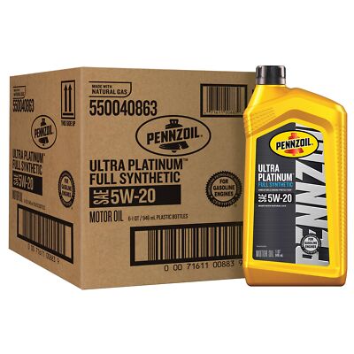 Pennzoil Ultra Platinum Full Synthetic 5W-20 Motor Oil, 1 Quart (6 Pack)