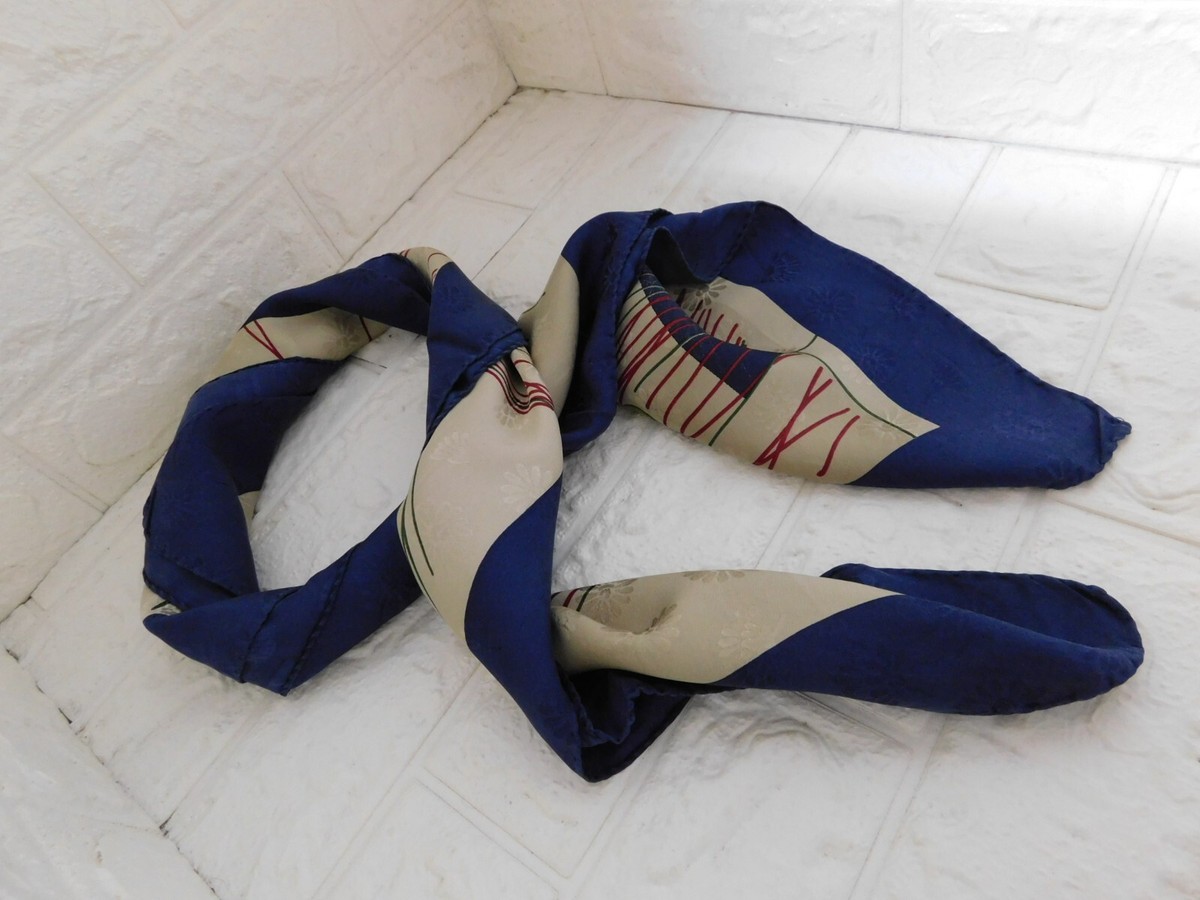 Foulard En Soie Vintage 86x86 Cm – Motif Années 80, Multicolore (Très Bon état)