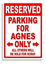 Personalized Parking Sign Wall Decal Metal Sign No Parking Customized for Agnes