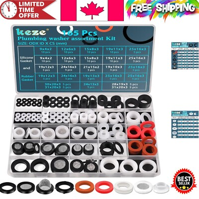 #ad #ad High Quality 165 PCS Plumbing Washer Set with Self Locking Tabs amp; Steel Filter C $39.99