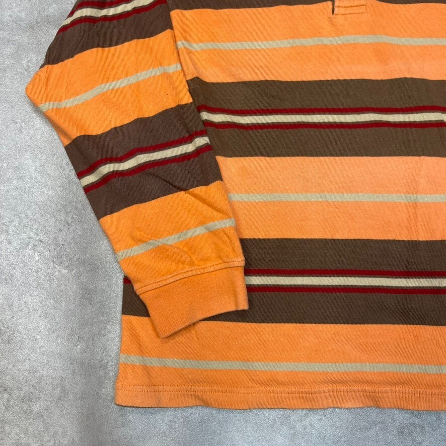 Giovanni Galli Rugby Polo Shirt Mens Large Vintage Striped Top, Orange image 4