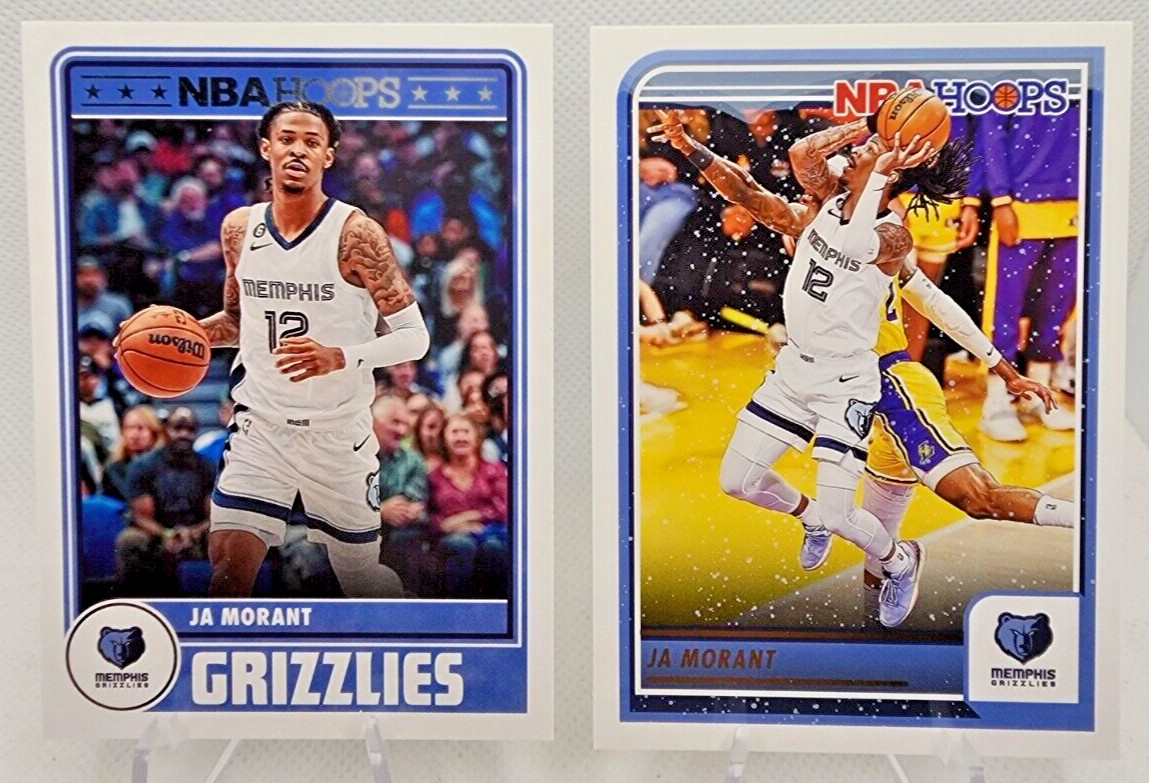 (2) Ja Morant 2023/24 NBA Hoops #281 & Base Winter #23 - Memphis Grizzlies