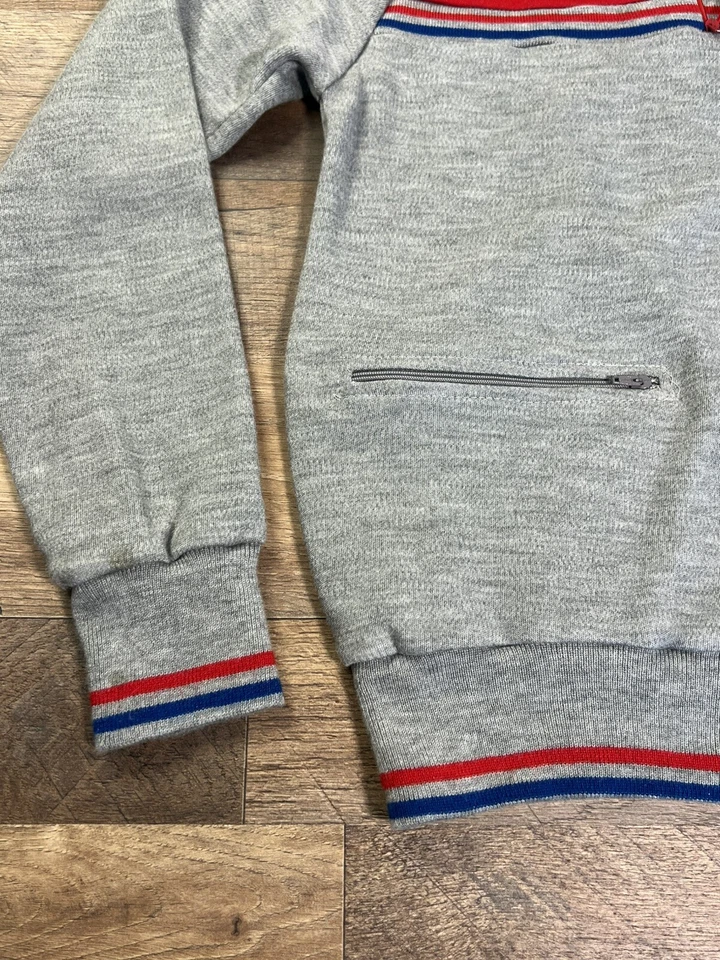 Suéter Años 70 1/4 Cremallera Acrílico Vintage Eileen Cuello Alto Cremallera Bolsillo Mediano. Foto 2 de 4