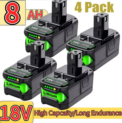 4x 8.0AH 18V Battery for Ryobi 18V Battery Replacement P108 P102 P103 P104 P105