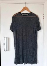 Shein sheer transparent glittery sparkly t-shirt festival dress size 12