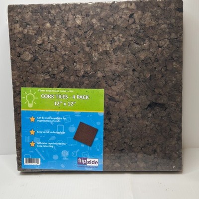 Flipside Products Dark Cork Tiles, 12'' x 12'', 4 Per Pack, FLP12058-2 ...