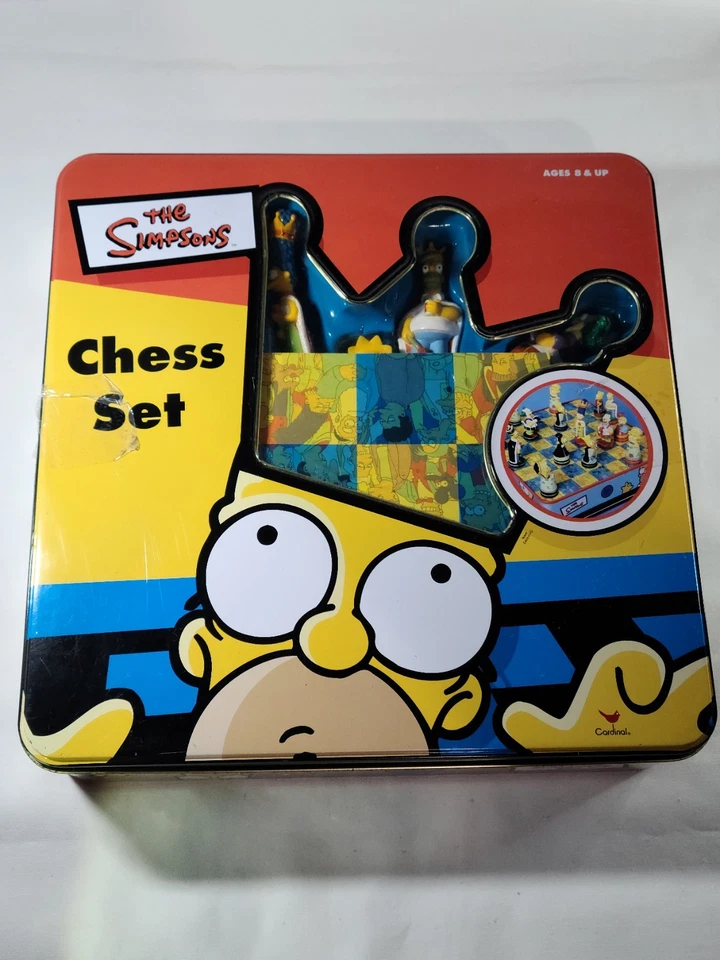 The Simpsons 3D Chess Set In Tin Box Cardinal Complete Set Vintage 1998  - Image 2 of 4