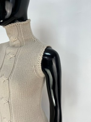 81 Hours Women s Ivory 100% Cashmere Cable Knit Mock Neck Vest Size S