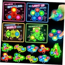  Cartes Saint Valentin pour Enfants, Lot de 24 Fidget Spinners Lumineux avec 