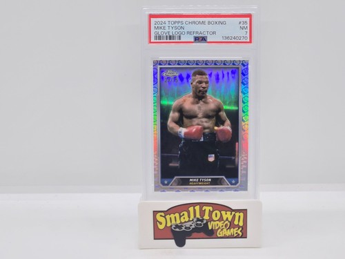2024 Topps Chrome Boxing Mike Tyson Glove Logo Refractor /75 PSA 7