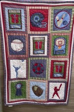 Pottery Barn All Star Sports Baby Toddler Crib Patchwork Blanket Quilt SEE PICS