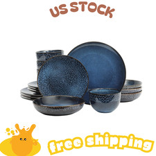 16-Piece Reactive Glaze Stoneware Dinnerware Set - Blue - Service for 4