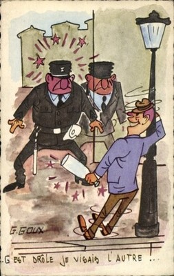 Künstler Ak Goux, G., C'est drole je visais l'autre, betrunkener... - 4474599