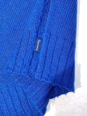 Supreme Pilled Sweater Embroidered Royal Blue Knit Mens M 43 Chest