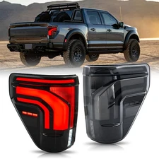 Pair LED Tail Lights Fit For Ford F150 Blind Spot 2021 2022 2023 Rear Lamp Black