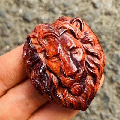 A+ Natural Red Tiger Eye Quartz Hand Carved Lion Crystal Reiki Healing gift 1PC