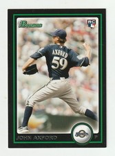 2010 Bowman #BDP5 John Axford rookie card, Milwaukee Brewers. rookie card picture