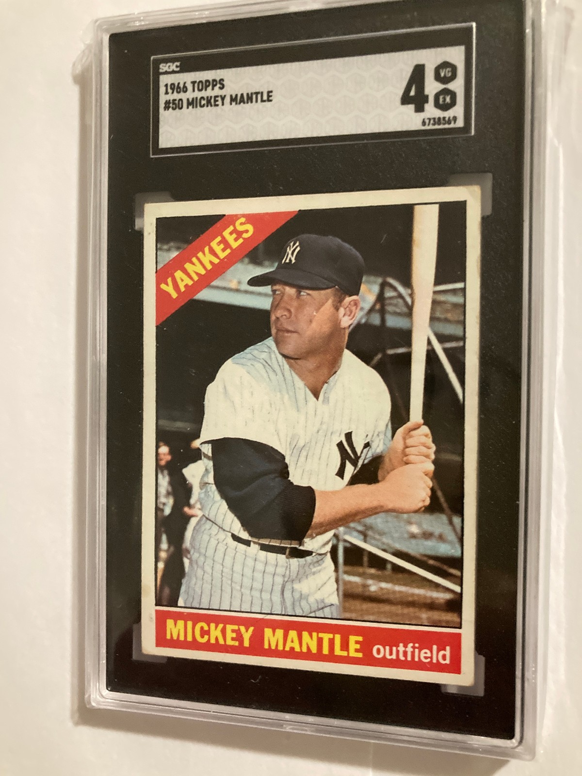 1966 Topps # 50 Mickey Mantle SGC 4 VG EX Nice Card GREAT CENTERING